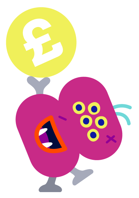 Mr Five Eyes standing on one leg balancing a coin